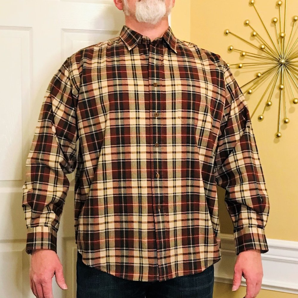 NWOT/NEW! Men's Red & Tan Flannel Shirt Size XL